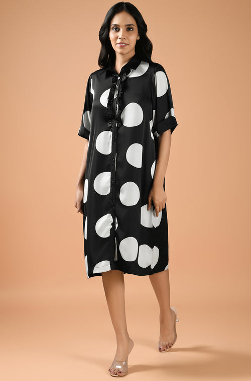 Polka Play Midi Shirt Dress