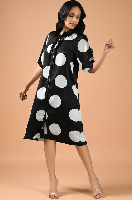 Polka Play Midi Shirt Dress