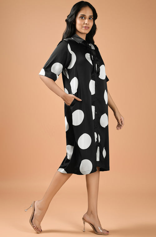 Polka Play Midi Shirt Dress