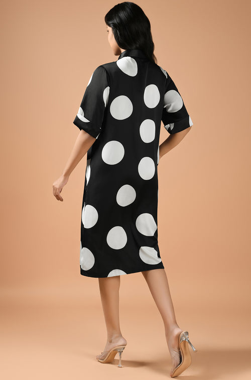 Polka Play Midi Shirt Dress