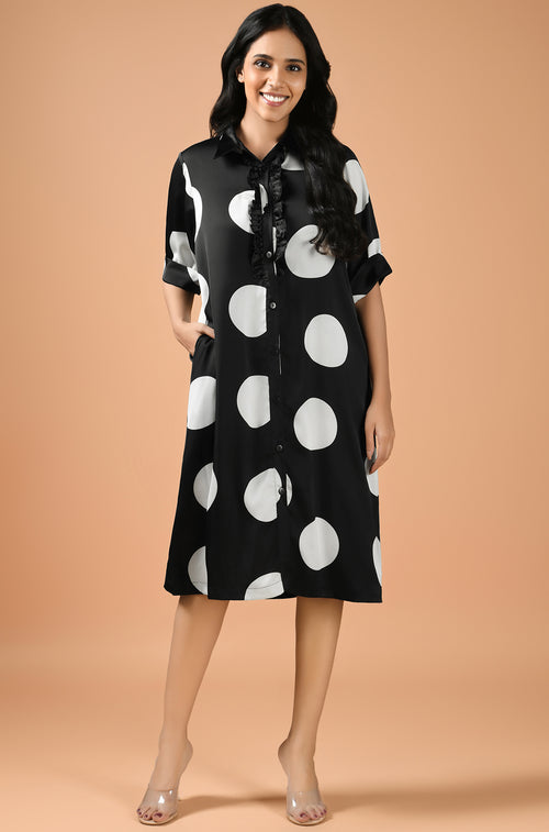 Polka Play Midi Shirt Dress