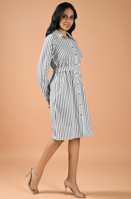 Streamline Stripe Shirt Dress