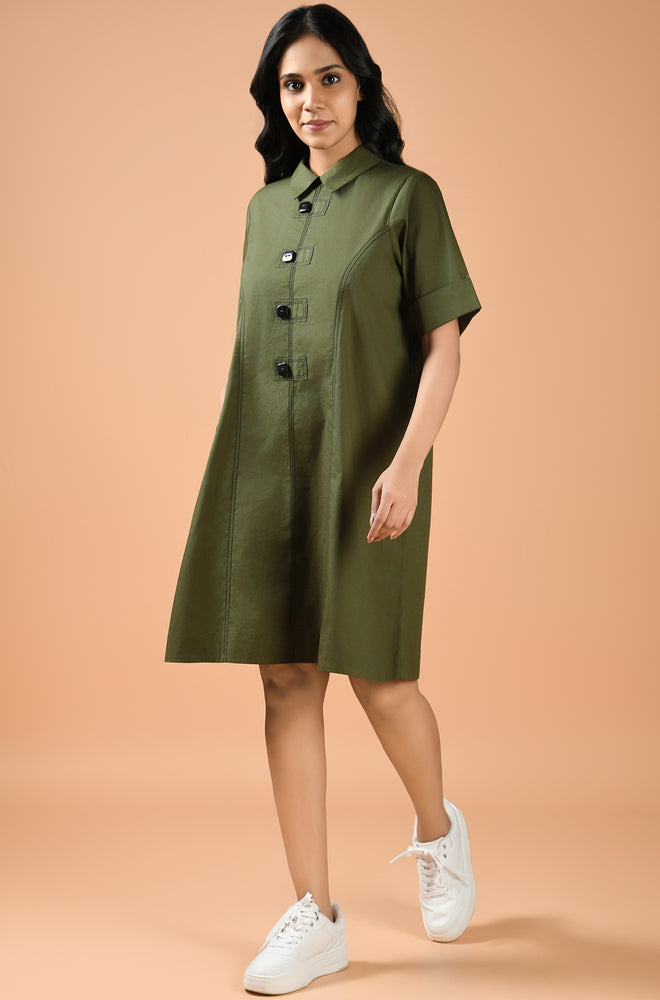 Olive Classic Button-Down Mini