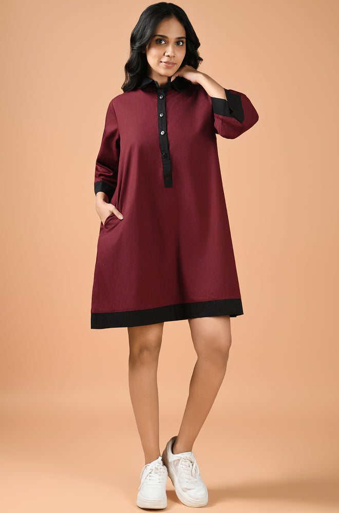 Edge of Maroon Mini Dress