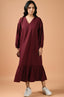 Maroon Cascade Midi Dress