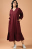 Maroon Cascade Midi Dress