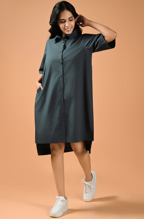 Asymmetric Chic Mini Shirt Dress