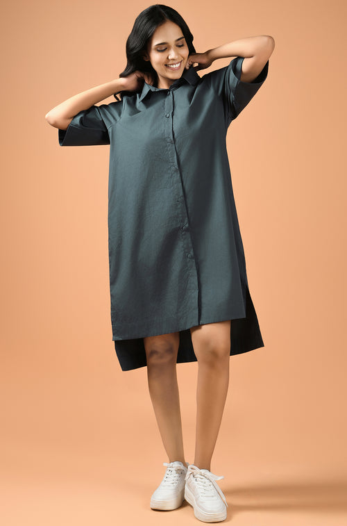 Asymmetric Chic Mini Shirt Dress