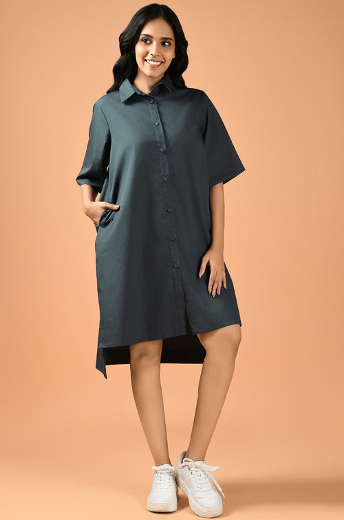 Asymmetric Chic Mini Shirt Dress