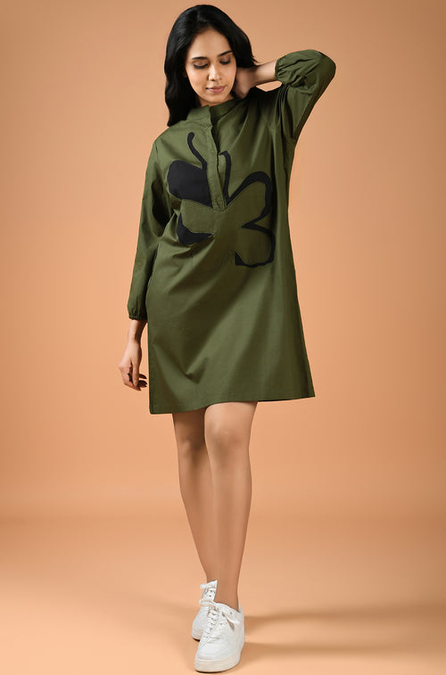 Olive Flutter Mini Dress