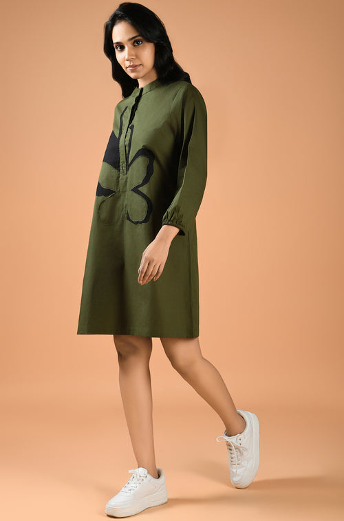 Olive Flutter Mini Dress