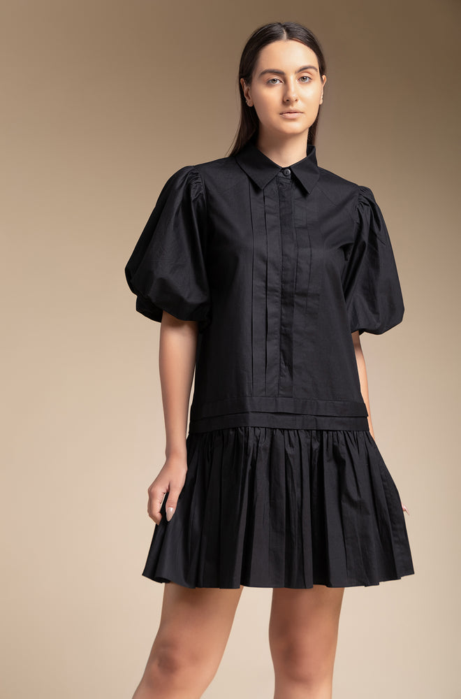 Gathers Dress - Black