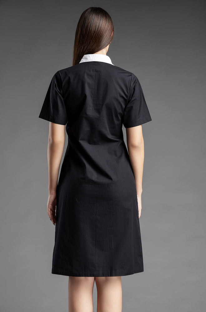 Handpainted Shirt Dress - Black