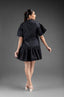 Gathers Shirt Dress - Black