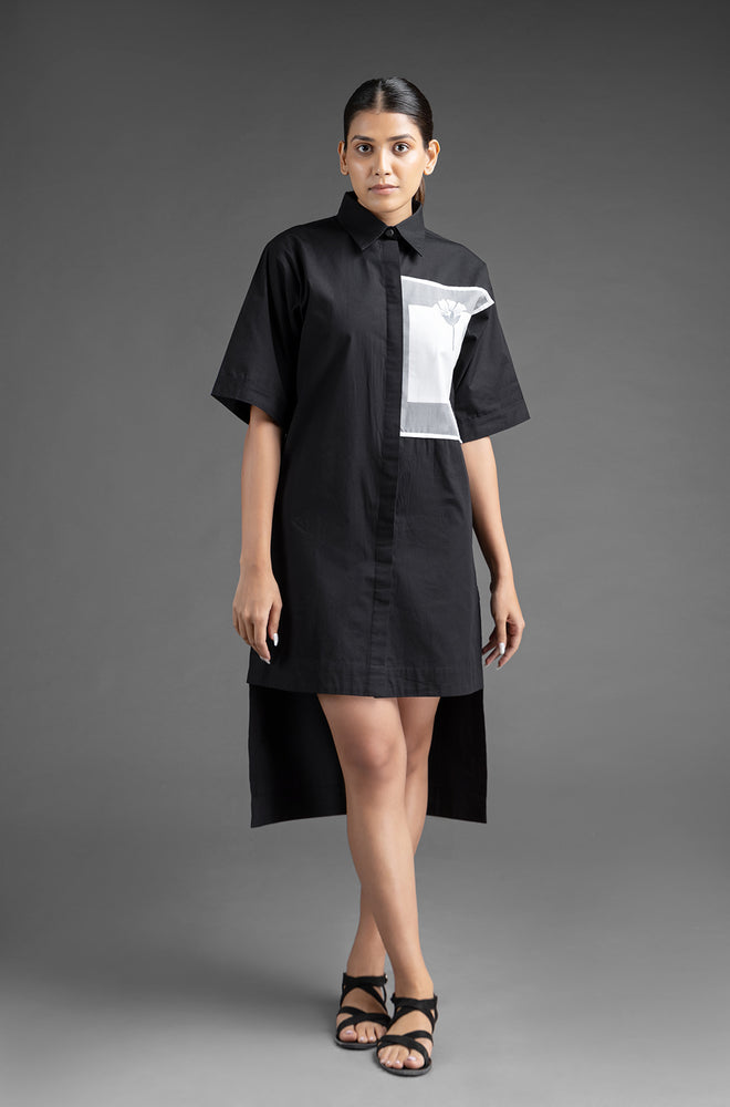 Handpainted Shirt Dress - Black