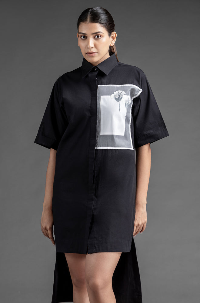 Handpainted Shirt Dress - Black