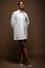 Pure Cotton Gold Lines Detailed Pleated Shirt Dress - White