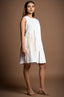 Pure Cotton Gold Lines Detailed Zipper Dress - White