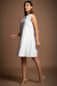 Pure Cotton Gold Lines Detailed Zipper Dress - White