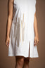 Pure Cotton Gold Lines Detailed Zipper Dress - White