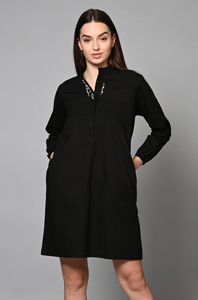 Black Elegance Shirt Dress