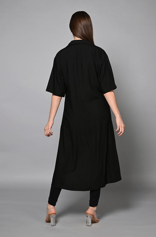 Mystic Elegance Long Shirt - Black