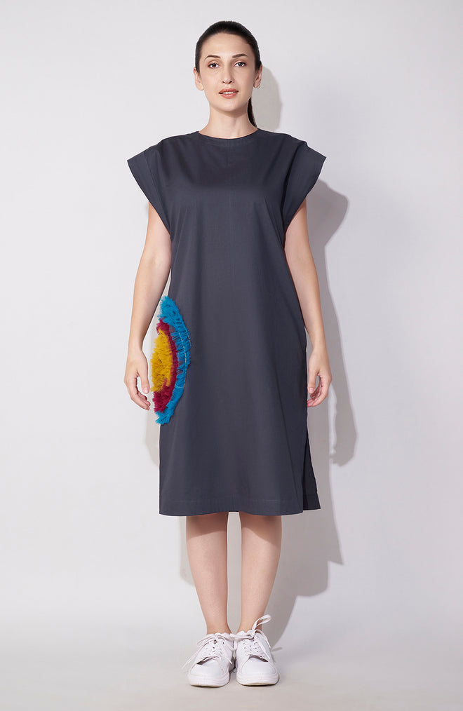 Multicolour Net Highlight Midi Dress