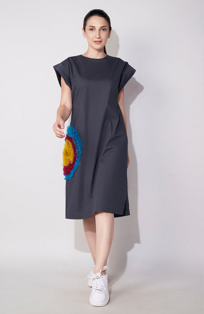 Multicolour Net Highlight Midi Dress