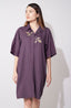 Purple  Embroidered Shirt Dress