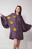 Purple Hand-Painted Batwing Sleeve Mini Dress