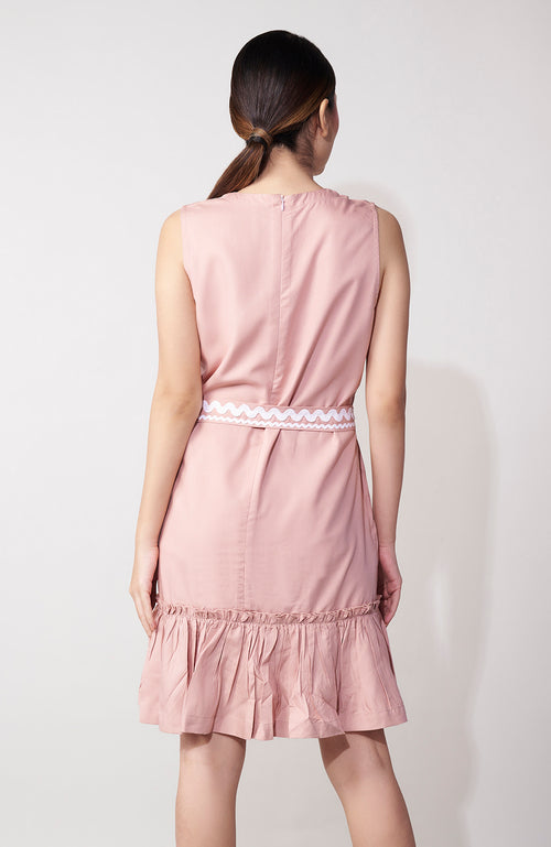 Pink Laced Belt Mini Dress