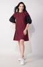 Maroon Organza Sleeve Mini Dress