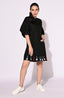 Black Balloon Sleeves Short Dress with Red White Tassels