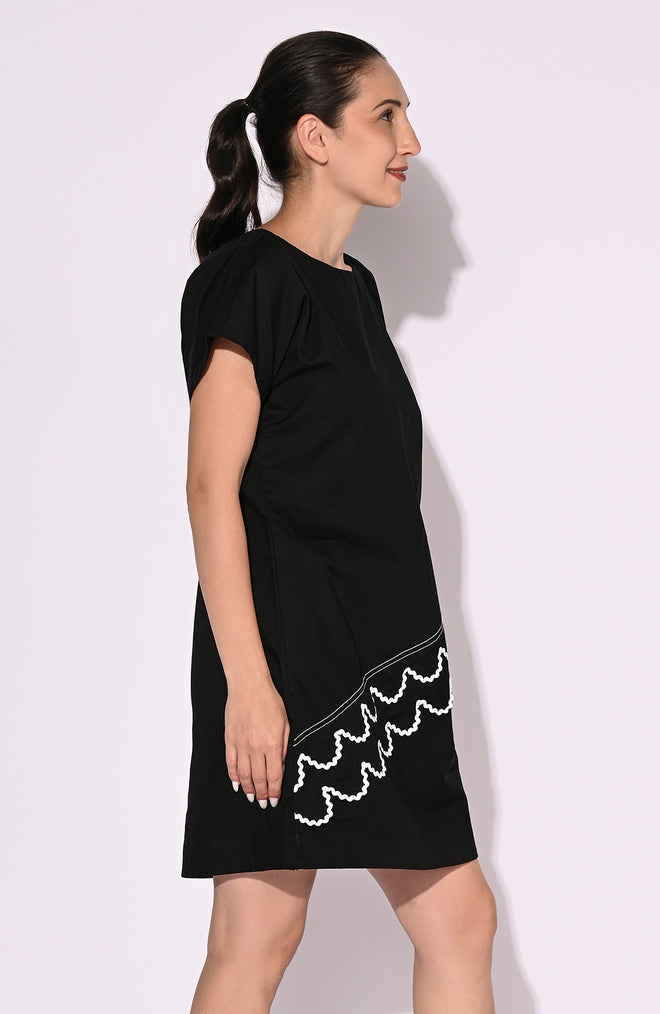 Black Lace Accent Short Dress