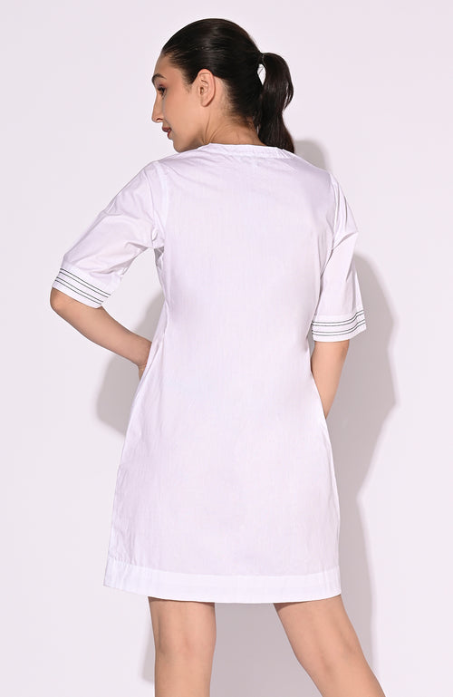 White Tassel Detail Short Dress