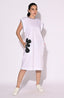 White Thread Patch Midi Dress