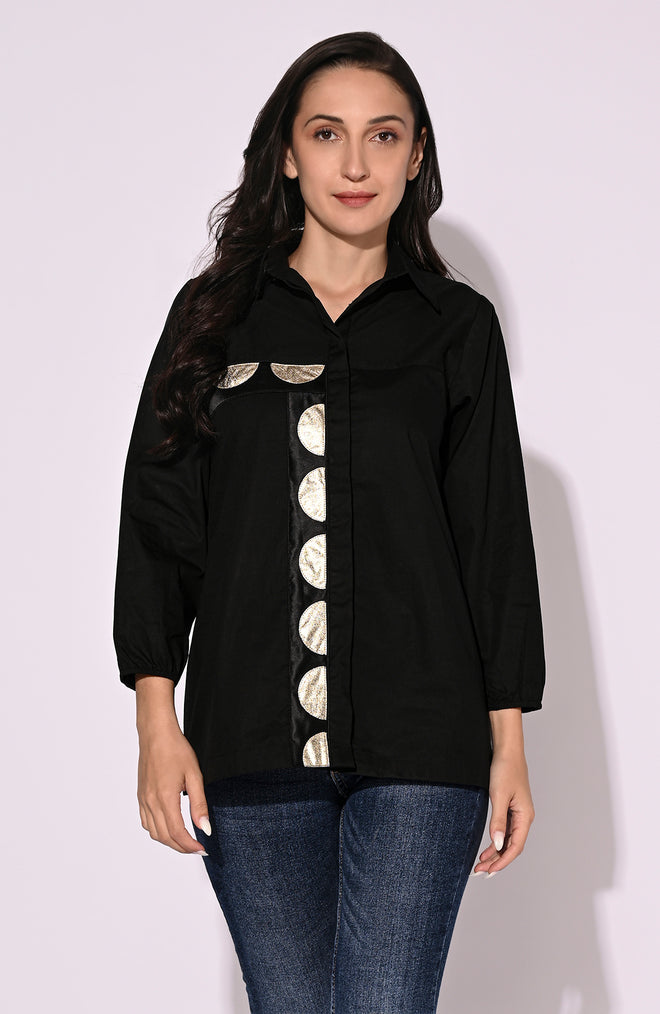 Black Polka Dot Cotton Shirt