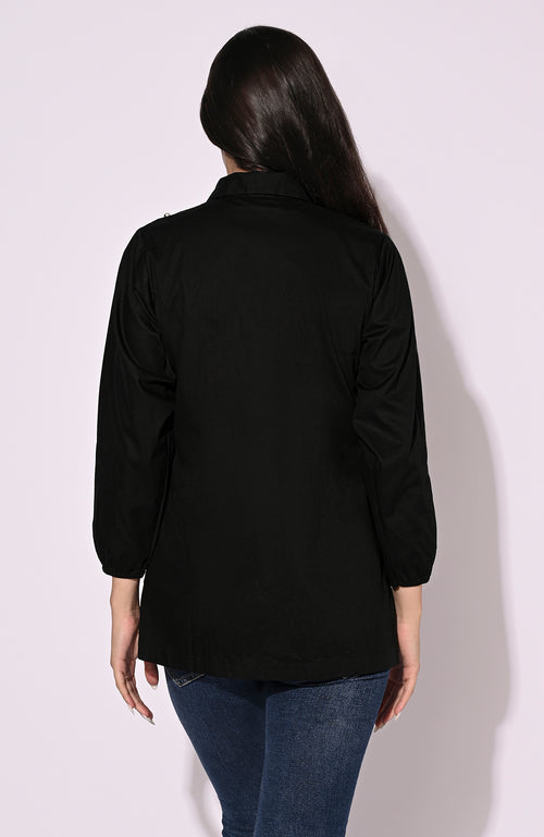 Black Beaded Detail Shirt